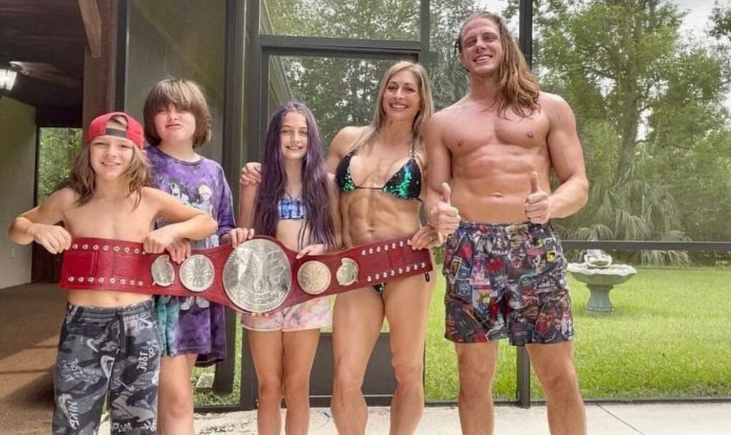 Matt Riddle pictured with his ex-wife and children. Image Source: Instagram