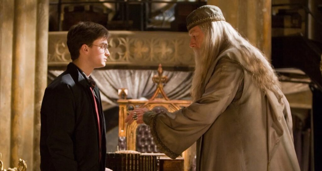 He played Albus Dumbledore in six of the eight Harry Potter films
