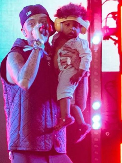 Central Cee brought the baby from the “Sprinter” video to Glastonbury. Image Source: Instagram