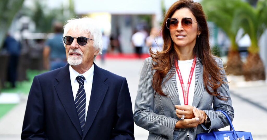Billionaire Bernie Ecclestone is pictured with his current wife, Fabiana Flosi. Image Source: Getty