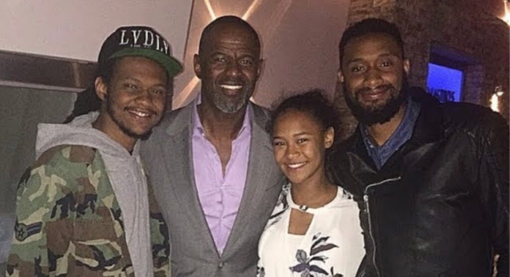 Brian McKnight with his black biological children he shares with Julie, his ex-wife. Image Source: Instagram