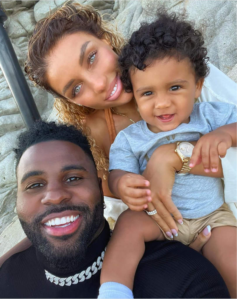 Jason Derulo and Jena Frumes pictured together with their son Jason King