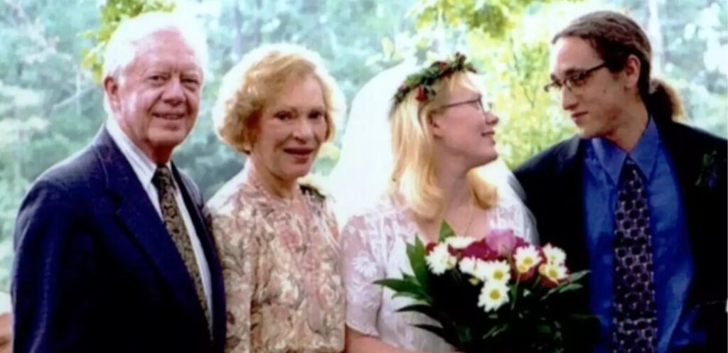 Amy Carter with her husband James Wentzel pictured with her parents.