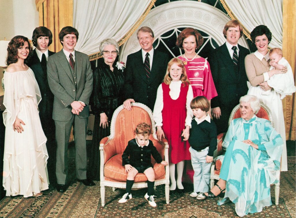 A portrait of President Jimmy Carter and his extended family. 1977-1980