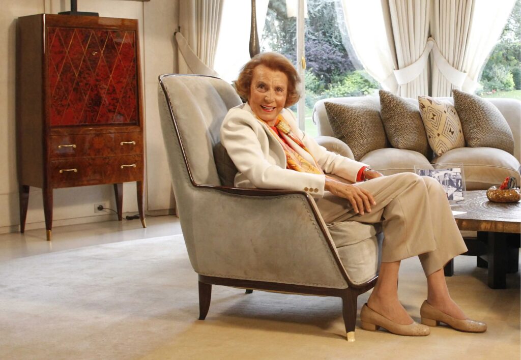 French heiress and businesswoman, Liliane Bettencourt, photographed in her home in France in 2011