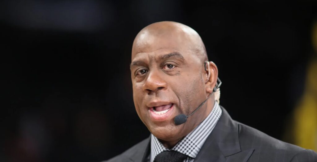 Magic Johnson before the Golden State Warriors vs Los Angeles Lakers game. Credit: Getty Images - Getty