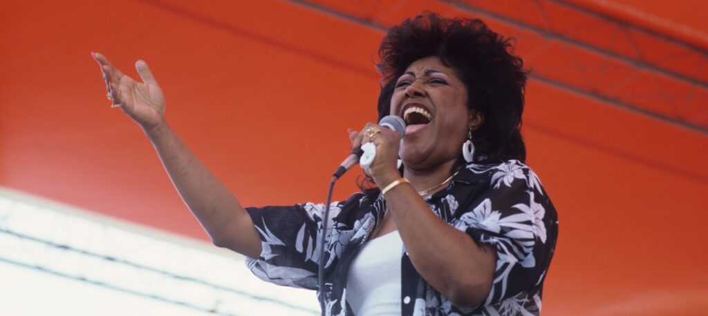 Jean Knight performs on stage at the New Orleans Jazz and Heritage Festival in New Orleans, Louisiana on April 27, 1986