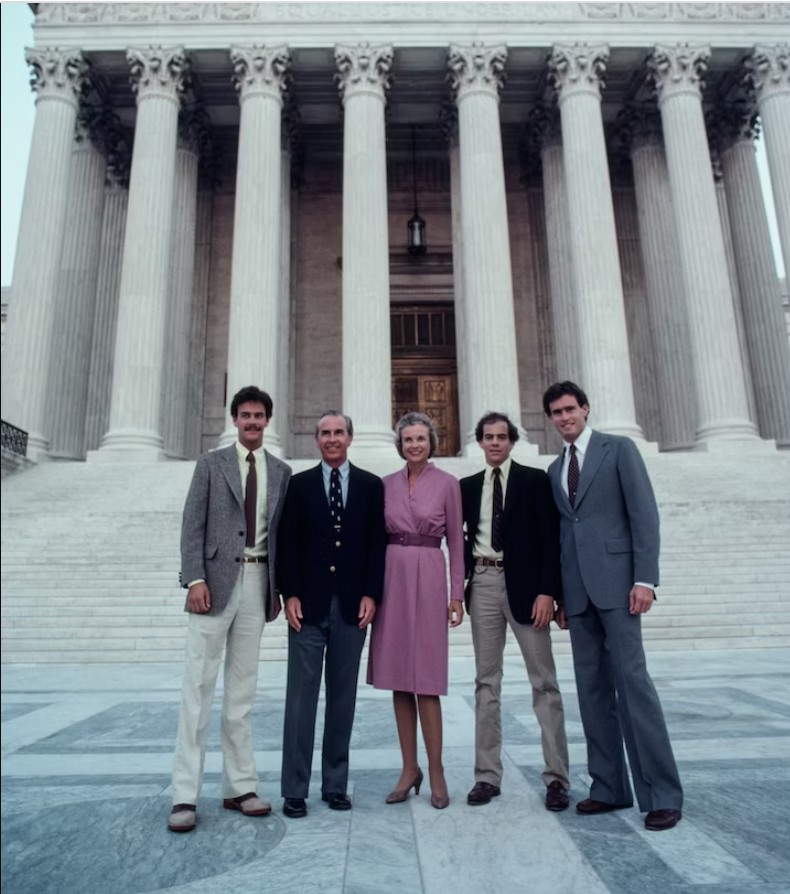 Sandra Day O'Connor and John Jay with their sons. Image Source: Getty